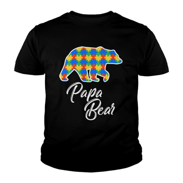 Bear Autism Puzzle Awareness  Papa Bear Gifts Youth T-shirt