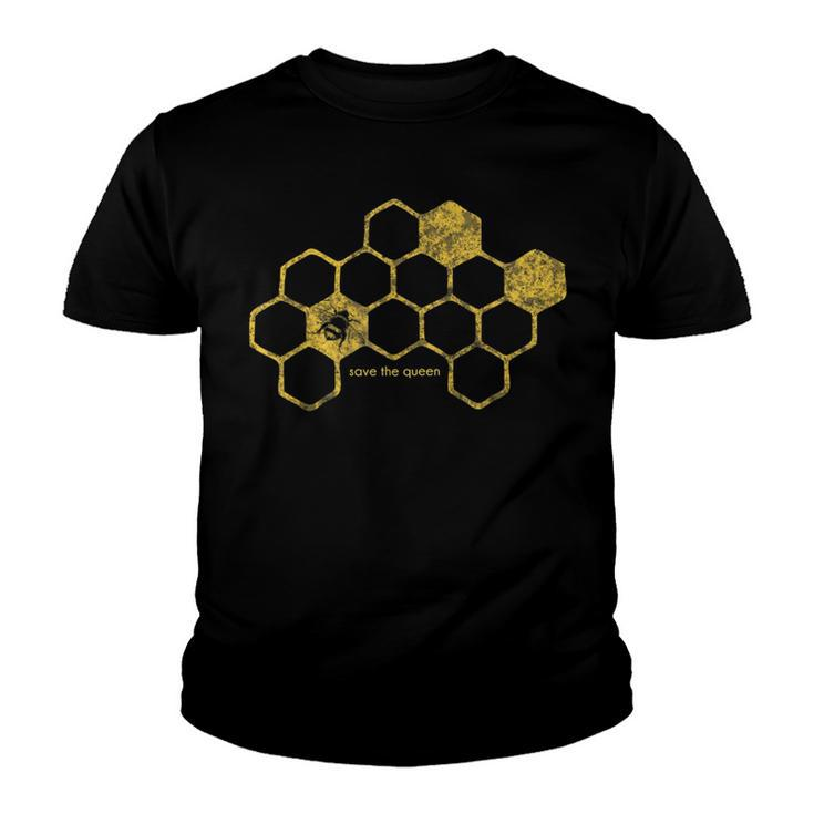 Bee Bee Bee Honeycomb Save The Queen Beekeeper Apiarist Gift Youth T-shirt