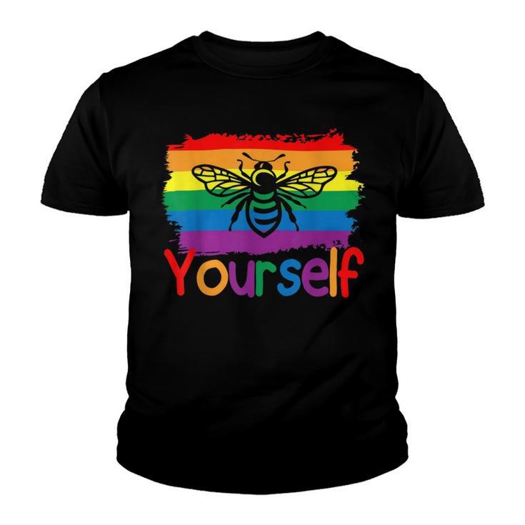 Bee Bee Bee Yourself Butterfly Gay Pride Lgbtq Funny Rainbow Bee Bee V12 Youth T-shirt