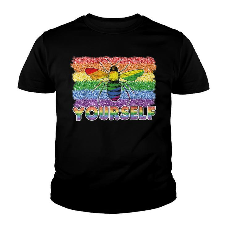 Bee Bee Bee Yourself Butterfly Gay Pride Lgbtq Funny Rainbow Bee Youth T-shirt