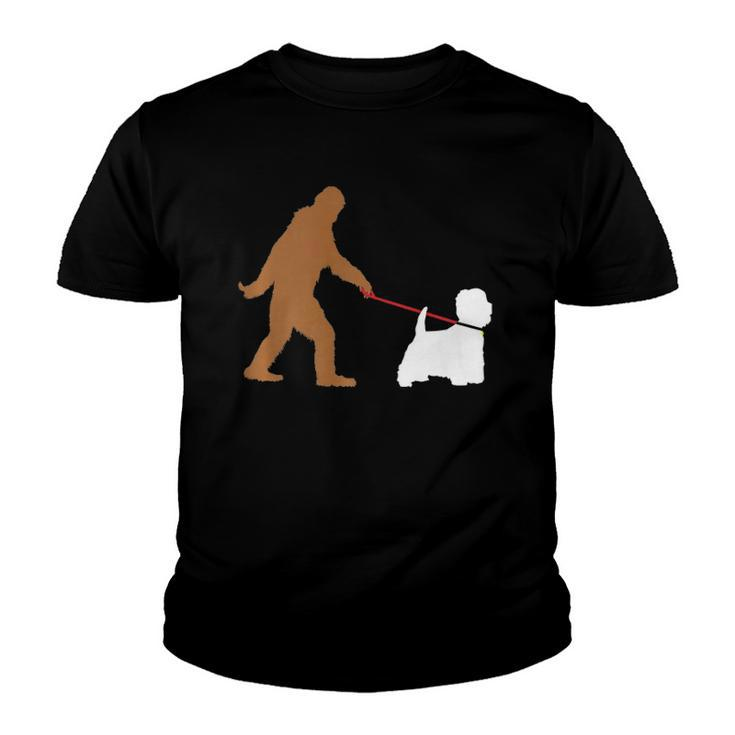Bigfoot Walking Westie West Highland Terrier Dog Sasquatch  Youth T-shirt