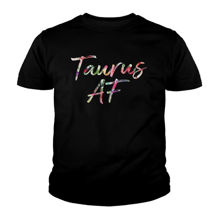 Birthday Gifts - Taurus Af Floral Youth T-shirt