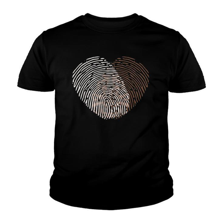 Black White Fingerprint Anti-Racism Blm Equality Africa Gift Youth T-shirt