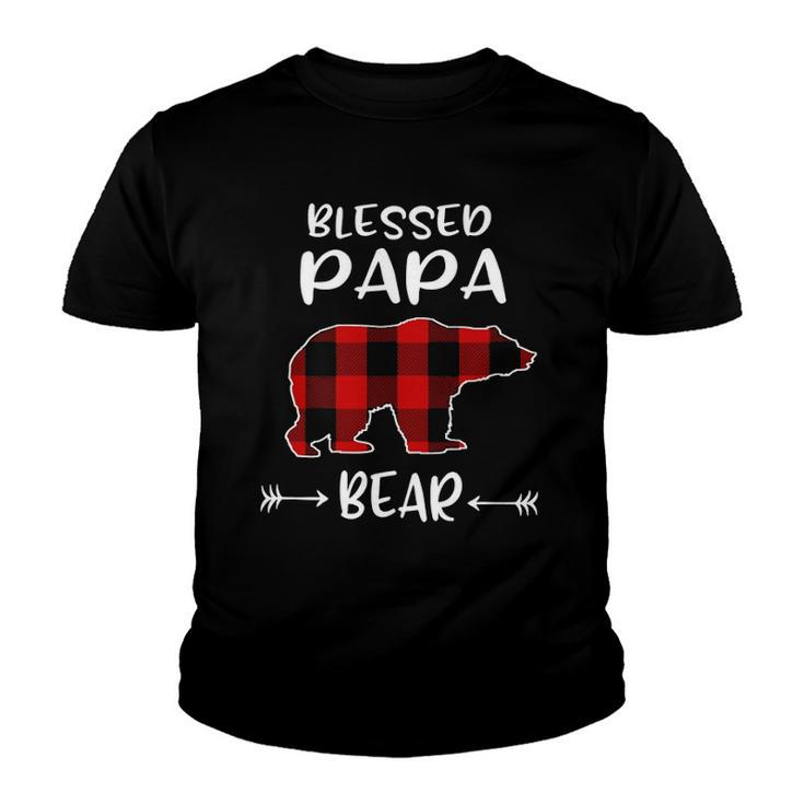 Blessed Papa Bear Buffalo Plaid Bear  For Papa Youth T-shirt