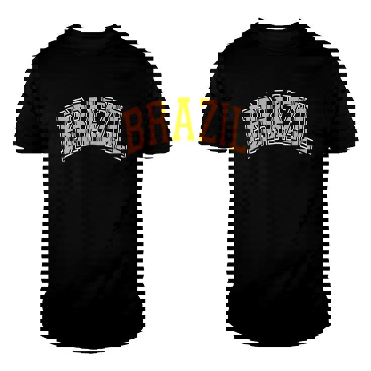 Brazil Varsity Style Amber Text Youth T-shirt