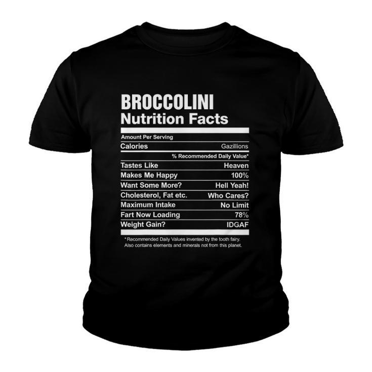Broccolini Nutrition Facts Funny Youth T-shirt