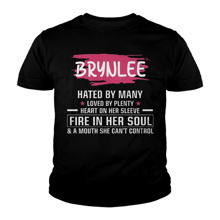 Brynlee Name Gift   Brynlee Hated By Many Loved By Plenty Heart On Her Sleeve Youth T-shirt