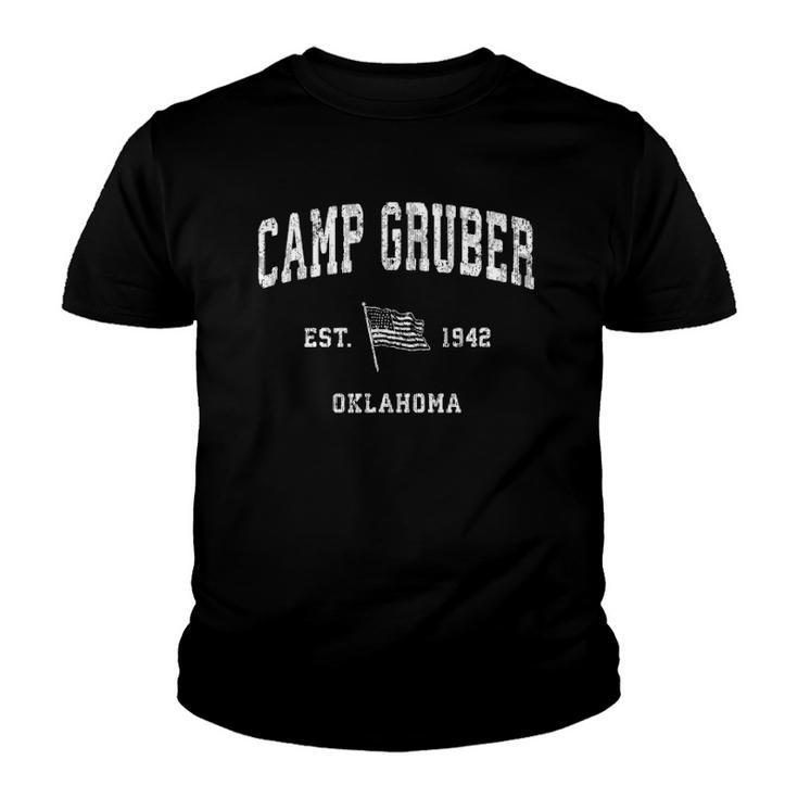 Camp Gruber Oklahoma Ok Vintage Us Flag Sports Tee Youth T-shirt
