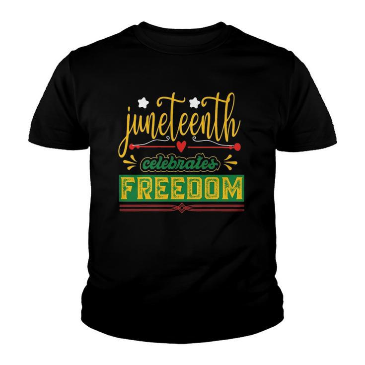 Celebrate Juneteenth Green Freedom African American Youth T-shirt