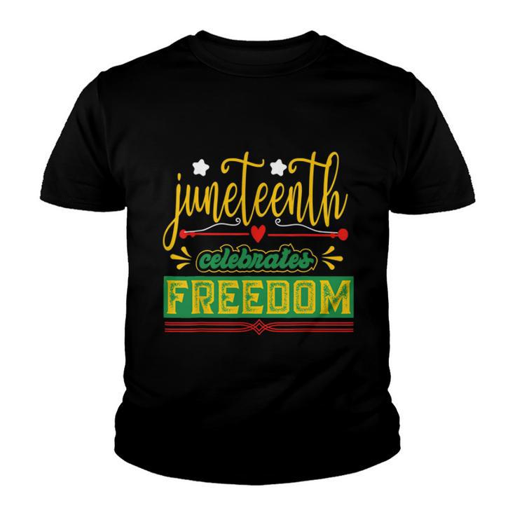 Celebrate Juneteenth Green Freedom African American  Youth T-shirt