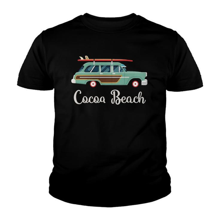 Cocoa Beach Fl Retro Surf Wagon Souvenir Graphic Youth T-shirt