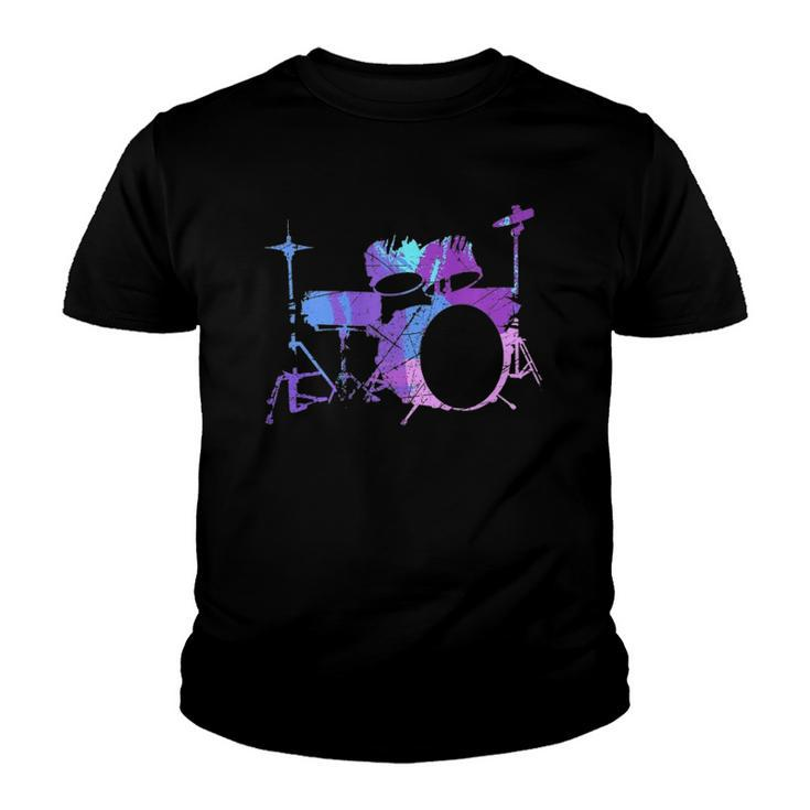 Cool Drum Kit Percussion Vintage Retro Drummer Costume  Youth T-shirt