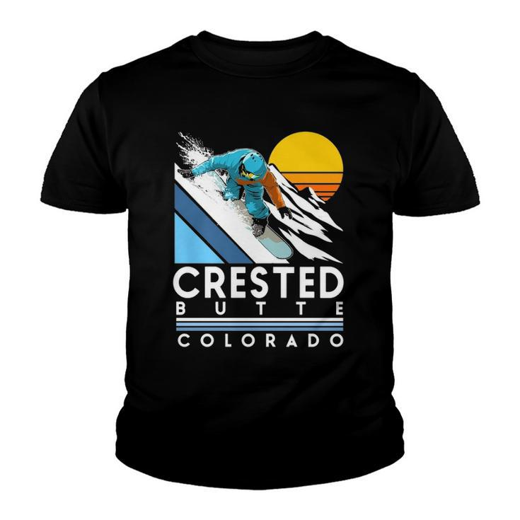 Crested Butte Colorado Retro Snowboard  Youth T-shirt