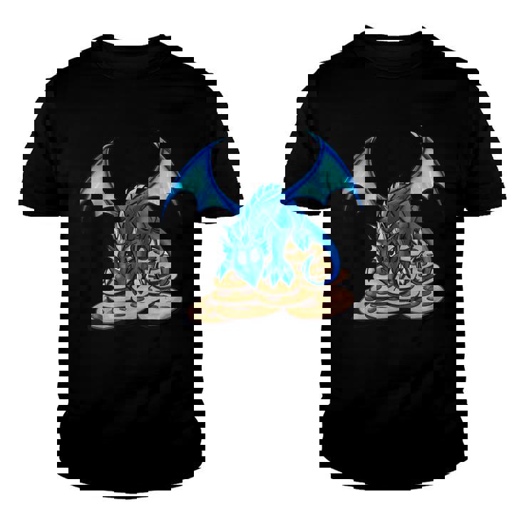 Cute Blue Dragon And His Cookie Treasure Hoard  Youth T-shirt