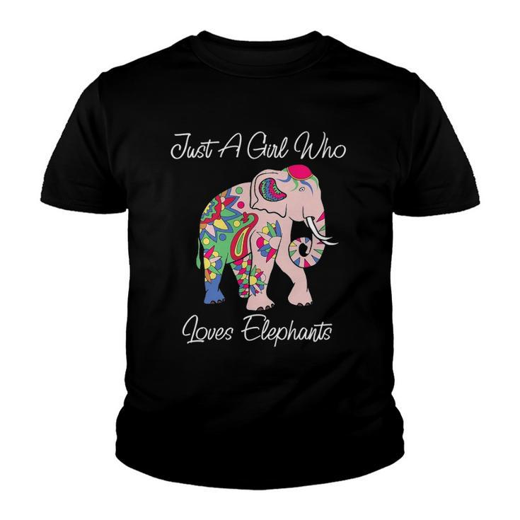 Cute Elephant Floral Themed Novelty Gift For Animal Lovers Youth T-shirt