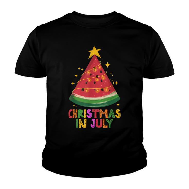 Cute Watermelon Christmas In July Kids Summer Vacation  Youth T-shirt