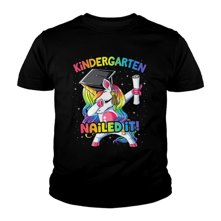 Dabbing Kindergarten Unicorn Graduation Class 2022 Nailed It Youth T-shirt