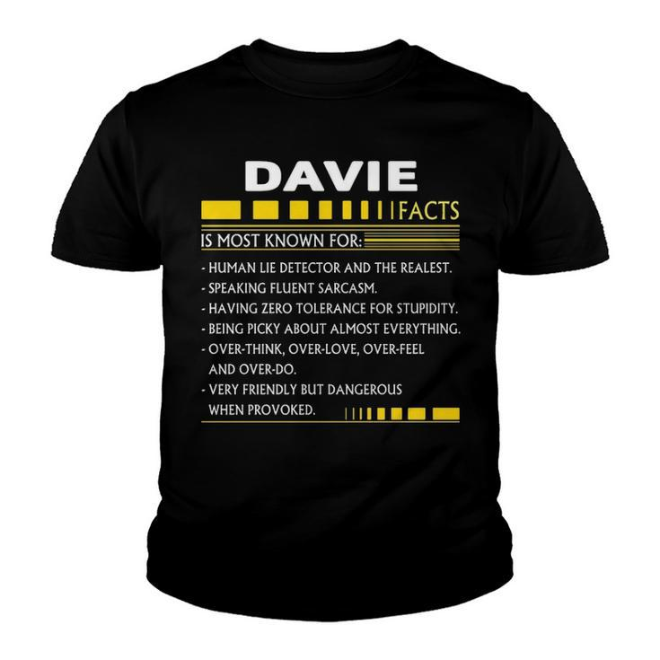 Davie Name Gift   Davie Facts Youth T-shirt