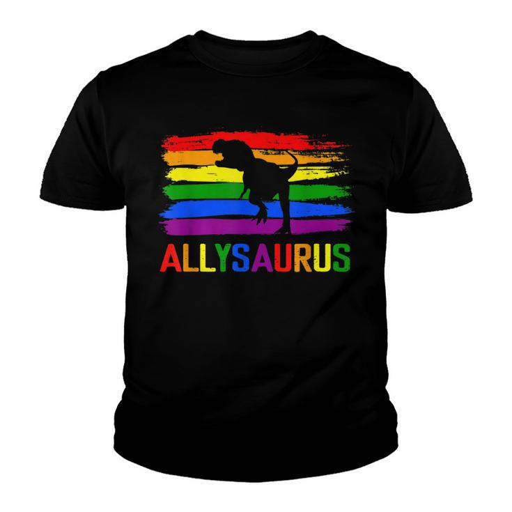 Dinosaur Lgbt Gay Pride Flag Allysaurus Ally T Rex Men Boys  Youth T-shirt