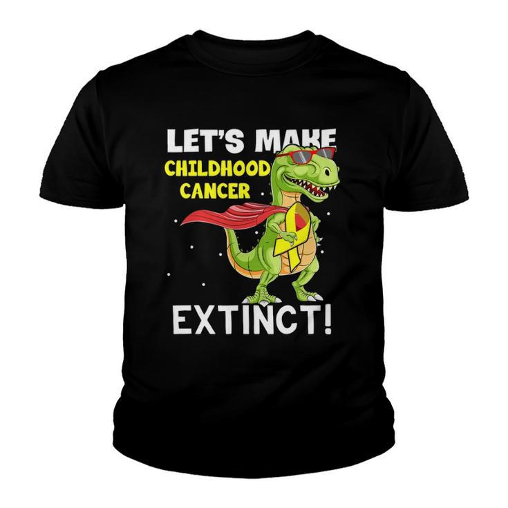 Dinosaur Yellow Ribbon Childhood Cancer Awareness Youth T-shirt