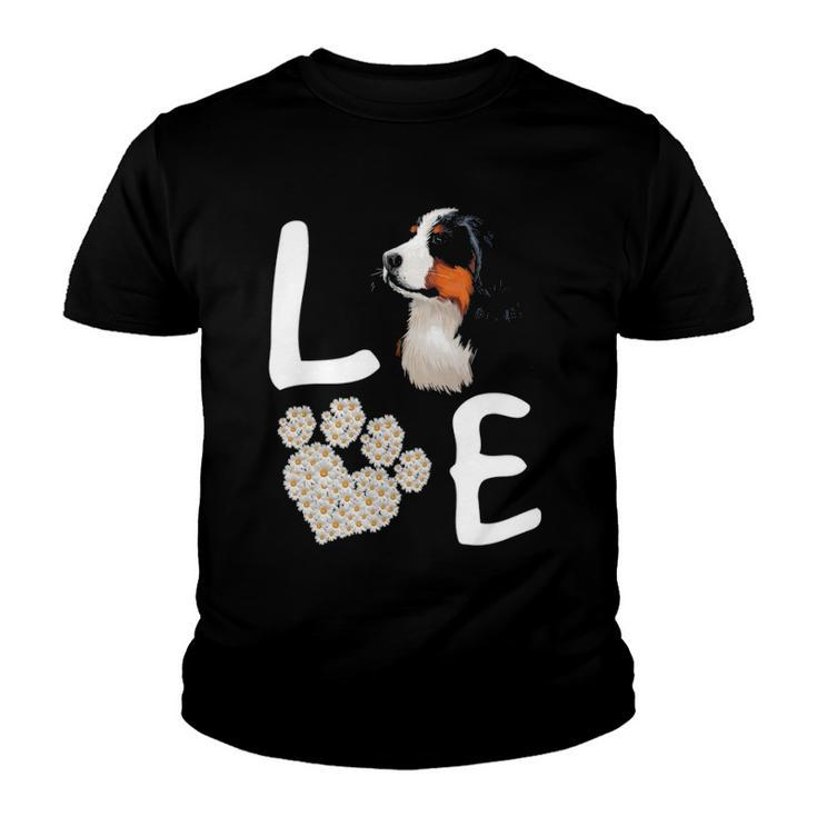 Dogs 365 Love Bernese Mountain Dog Paw Pet Rescue  Youth T-shirt