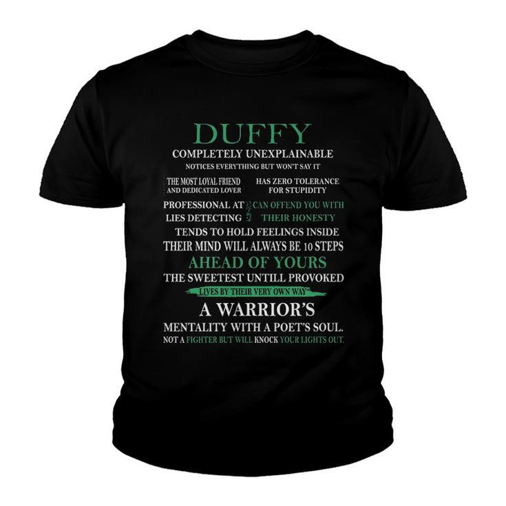 Duffy Name Gift   Duffy Completely Unexplainable Youth T-shirt