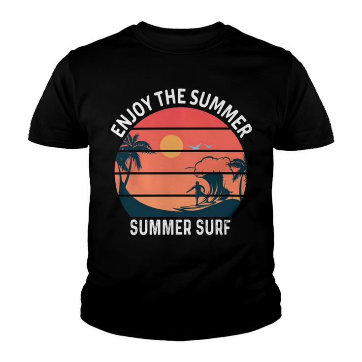 Enjoy The Summer Sunset Waves  Summer Surf Shirt Design  Youth T-shirt