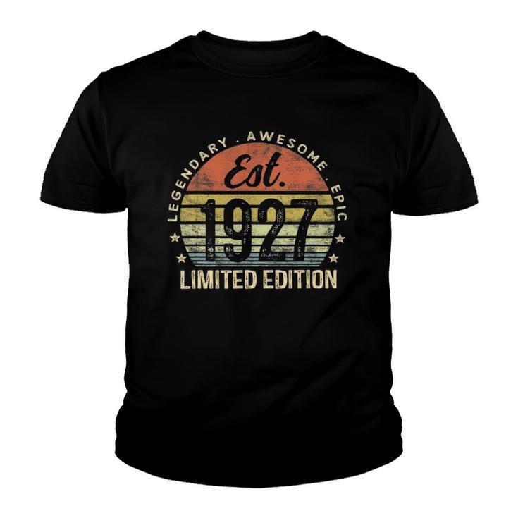 Est 1927 Limited Edition 95Th Birthday Gifts 95 Years Old Youth T-shirt