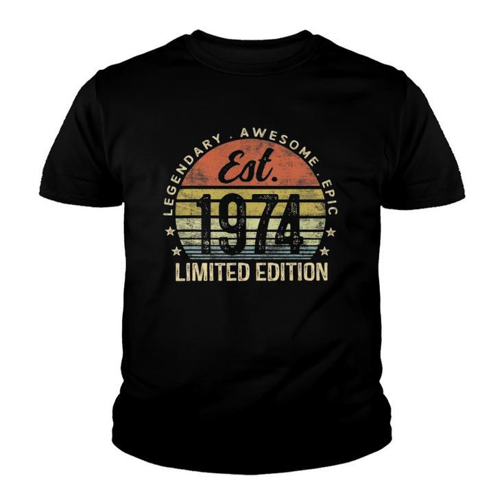 Est 1974 Limited Edition 48Th Birthday Vintage 48 Years Old Youth T-shirt