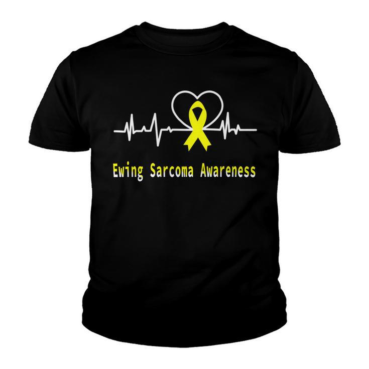 Ewings Sarcoma Awareness Heartbeat  Yellow Ribbon  Ewings Sarcoma  Ewings Sarcoma Awareness Youth T-shirt