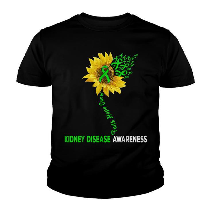 Faith Hope Cure Kidney Disease Sunflower Puzzle Pieces  Youth T-shirt