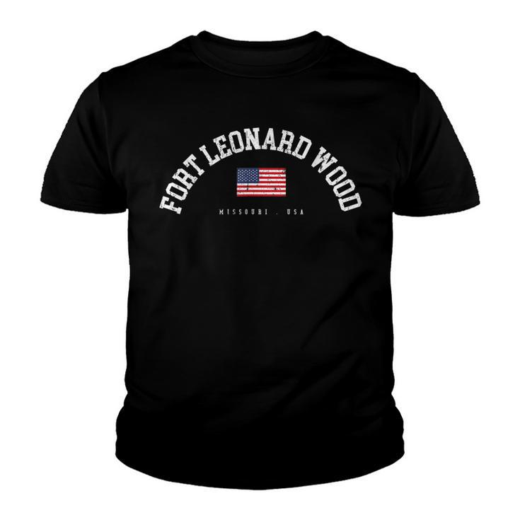 Fort Leonard Wood Mo Retro American Flag Usa City Name  Youth T-shirt
