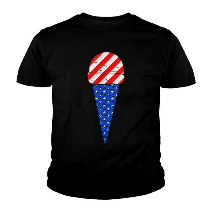 Fourth Of July American Flag Ice Cream  Youth T-shirt