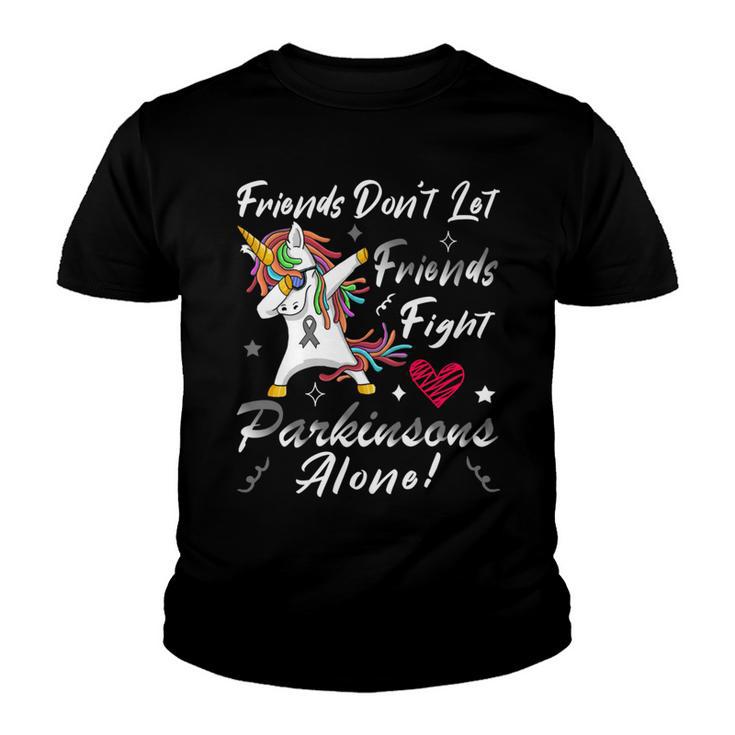 Friends Dont Let Friends Fight Parkinsons Alone  Grey Ribbon  Parkinsons  Parkinsons Awareness Youth T-shirt