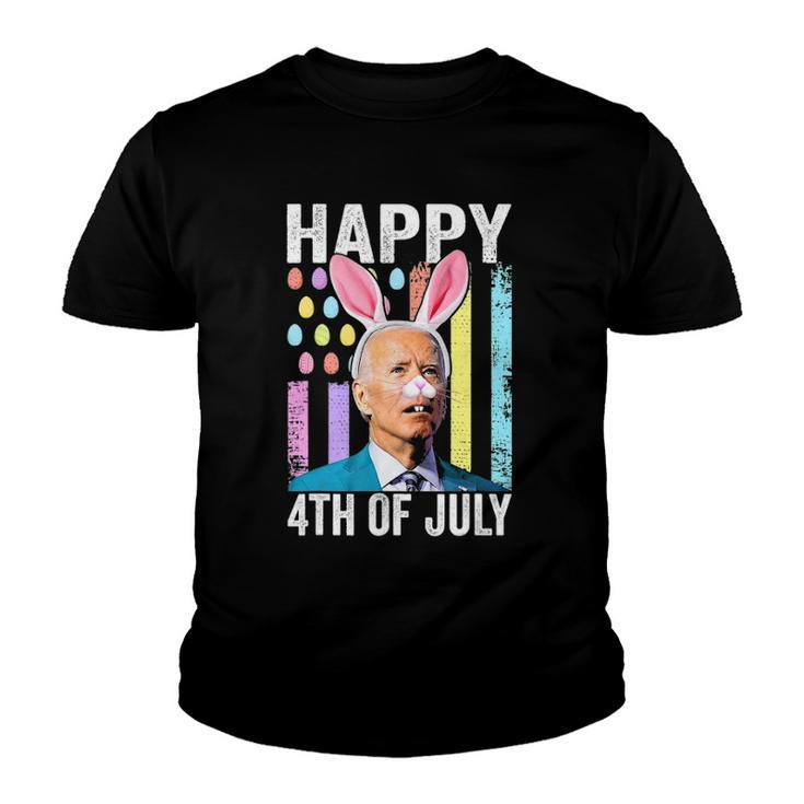 Funny Biden Happy 4Th Of July Confused Easter Biden Bunny Youth T-shirt