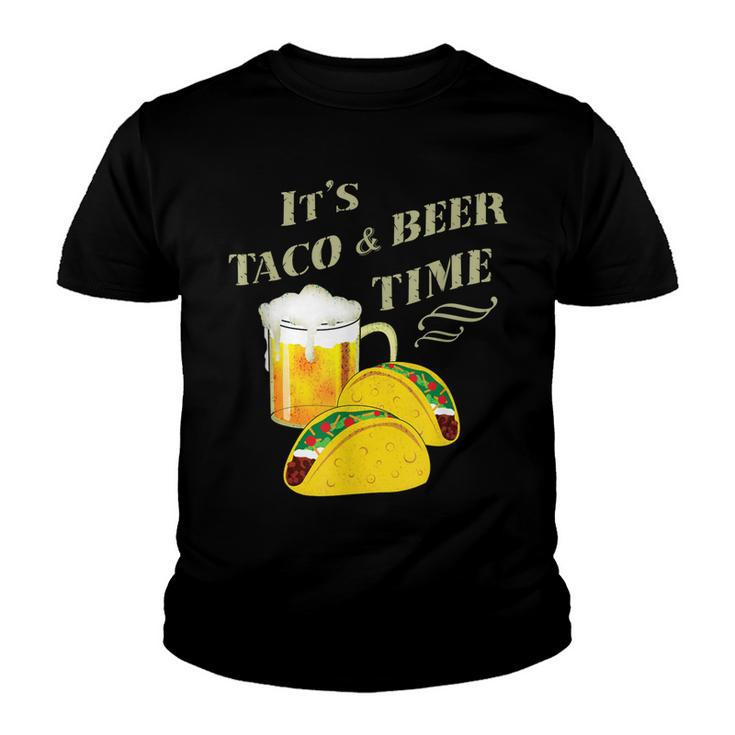 Funny Drinking  Its Taco & Beer Time Cinco De Mayo  Youth T-shirt