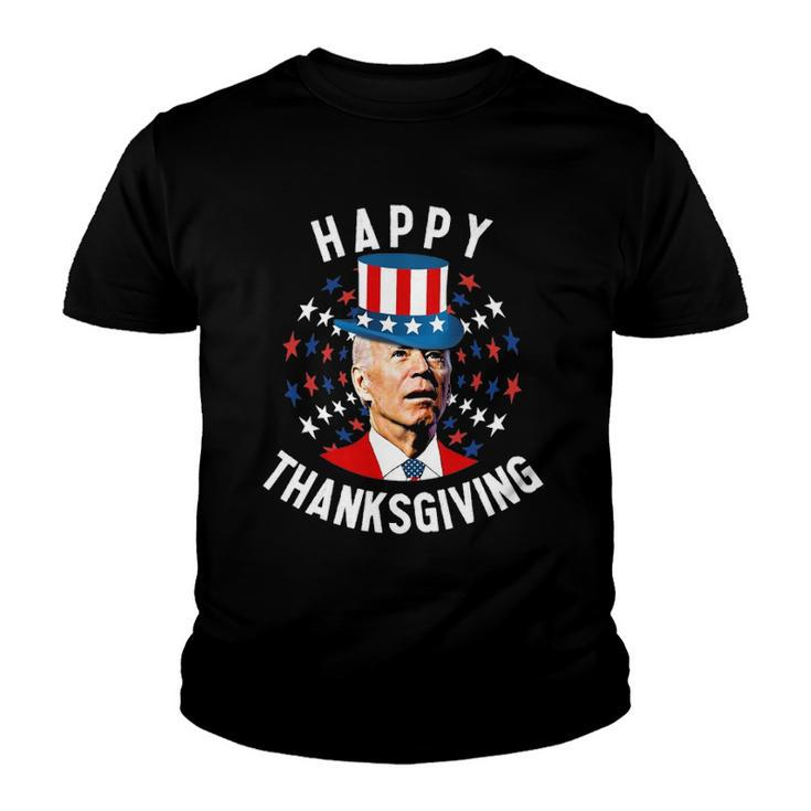 Funny Joe Biden Happy Thanksgiving For Fourth Of July Red White Blue Star Youth T-shirt