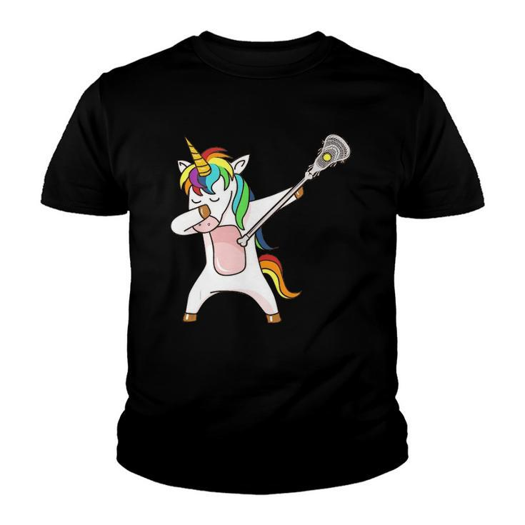 Funny Lacrosse Unicorn Dabbing Gift Youth T-shirt
