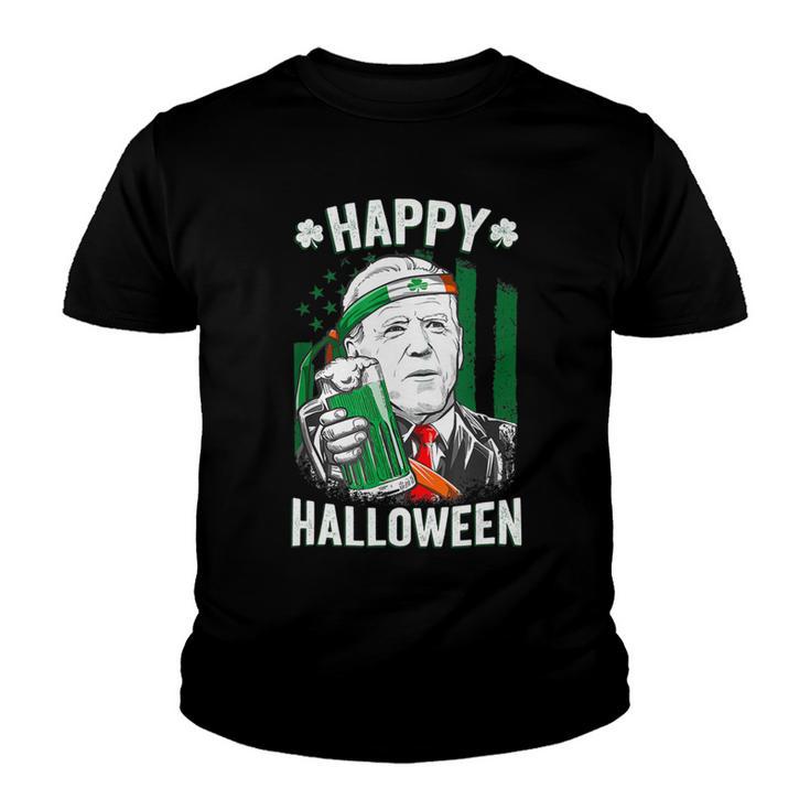 Funny Leprechaun Biden Happy Halloween For St Patricks Day Youth T-shirt