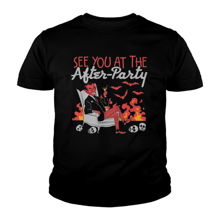 Funny See You At The After-Party Hell Devil Skull Casual Youth T-shirt