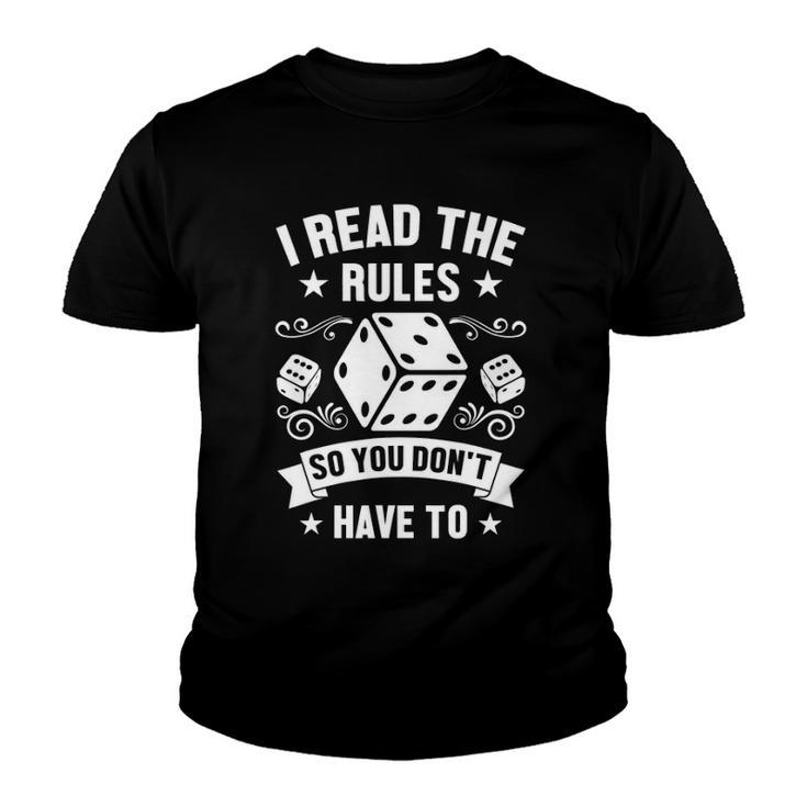 Game Night Adults Funny I Read The Rules Board Gamers Youth T-shirt
