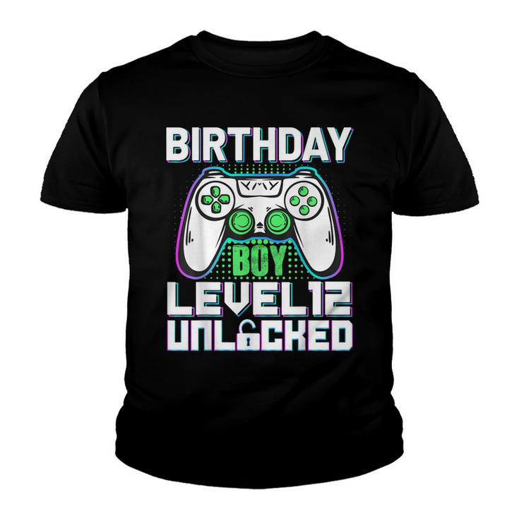 Gamer 12Th Birthday Boy Level Unlocked 12 Years Old Birthday  Youth T-shirt