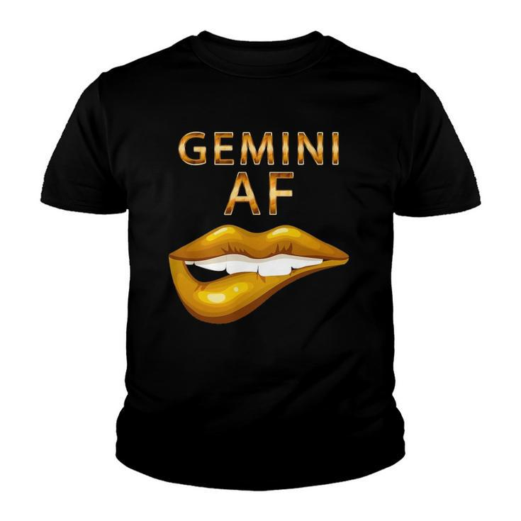Gemini Af Gold Sexy Lip Birthday Gift Youth T-shirt