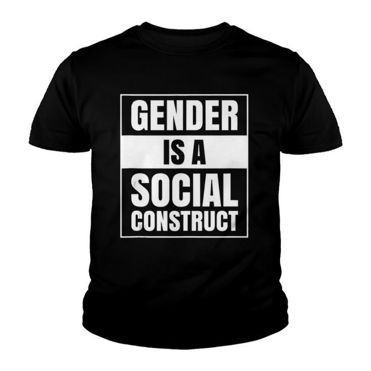 Gender Is A Social Construct Agender Bigender Trans Pronouns  Youth T-shirt