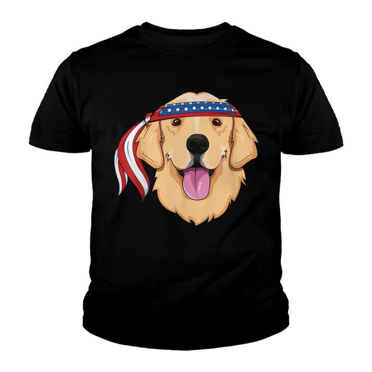 Golden Retriever 4Th Of July Family Dog Patriotic American  Youth T-shirt
