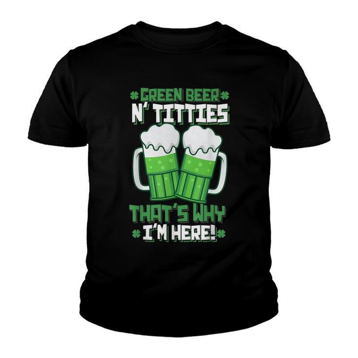 Green Beer Titties Funny St Patrick Day Adult Drinking  Youth T-shirt