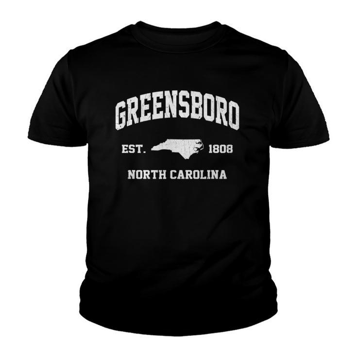 Greensboro North Carolina Nc Vintage State Athletic Style Youth T-shirt