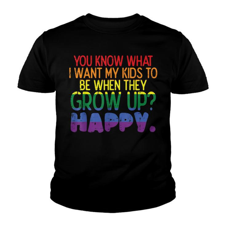 Happy Kids When Grow Up Parent Gay Pride Ally Lgbtq Month  Youth T-shirt