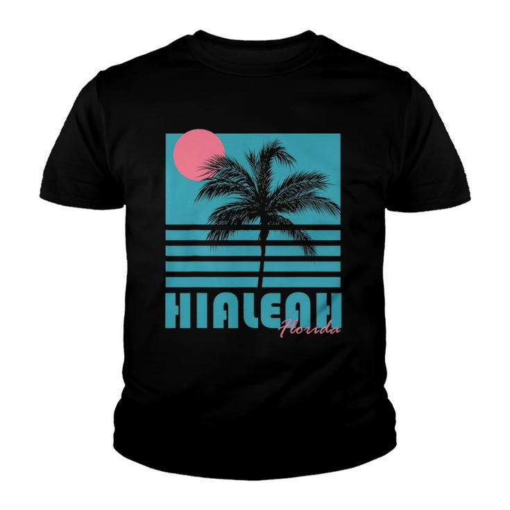Hialeah Florida Vintage Souvenirs Palm Trees Beach Youth T-shirt
