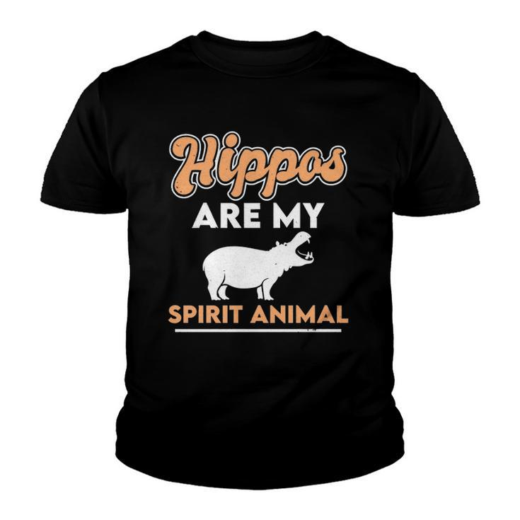 Hippos Are My Spirit Animal Hippopotamus Lover Retro  Youth T-shirt